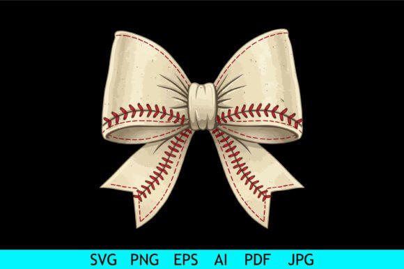 Baseball Stitch Pattern Ribbon Bow