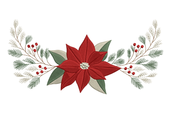 Christmas Poinsettia and Pine