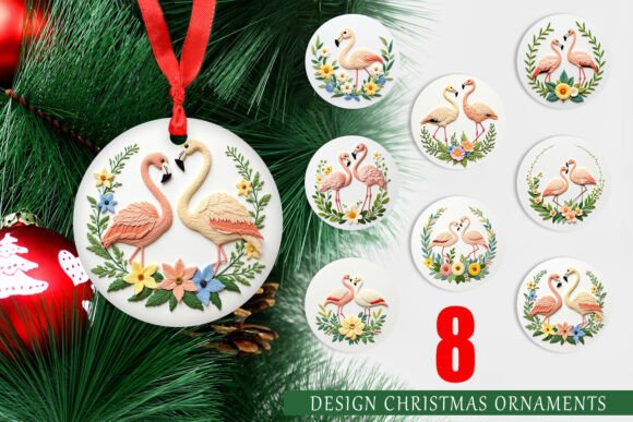 Ornament Flamingo Embroidery