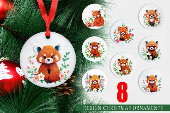 Ornament Red Panda Embroidery