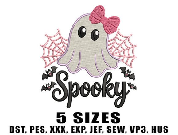 Spooky Girly Ghost Embroidery Design