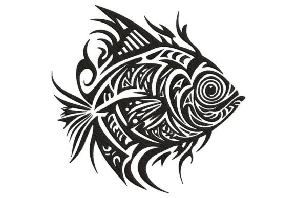 Tribal Fish Tattoo Embroidery Design