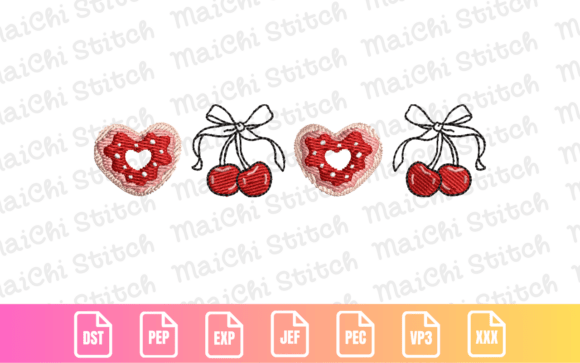 Valentine Heart Cookies Cherry Bow